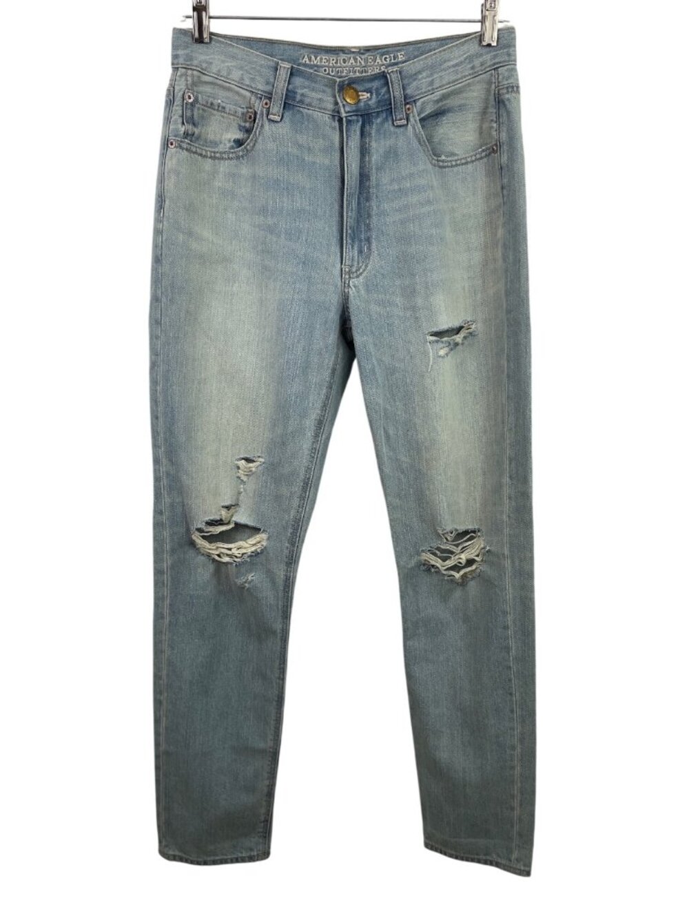 American Eagle Light Wash Vintage Hi Rise Distressed Jeans Size 8 Womens